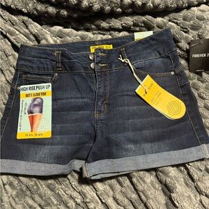 Wax Jean Women's High Rise Denim Shorts - Dark Blue